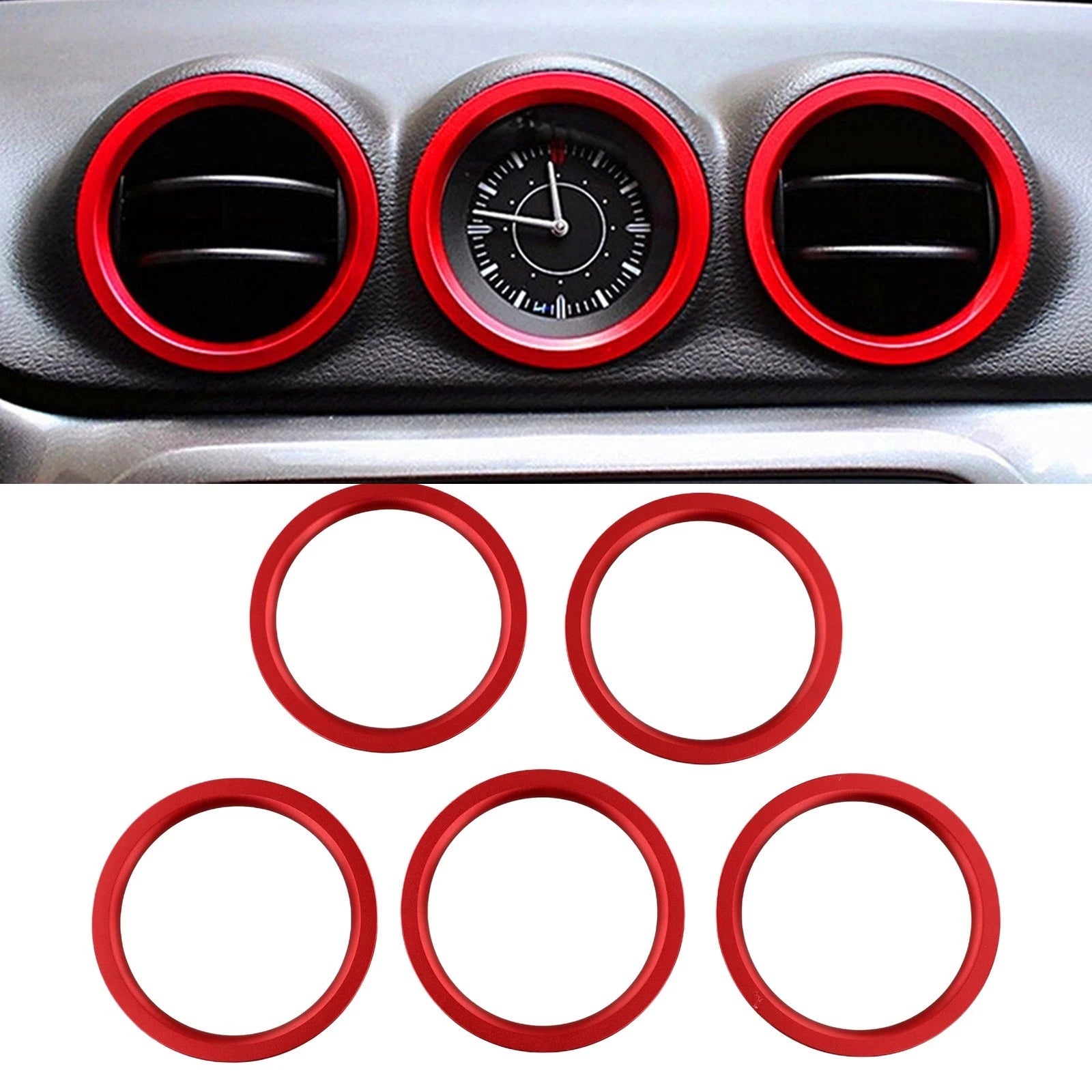 Set of 5 Red Air Conditioner Outlet Vent Ring Cover Trim for Suzuki Vitara (2015–2020)
