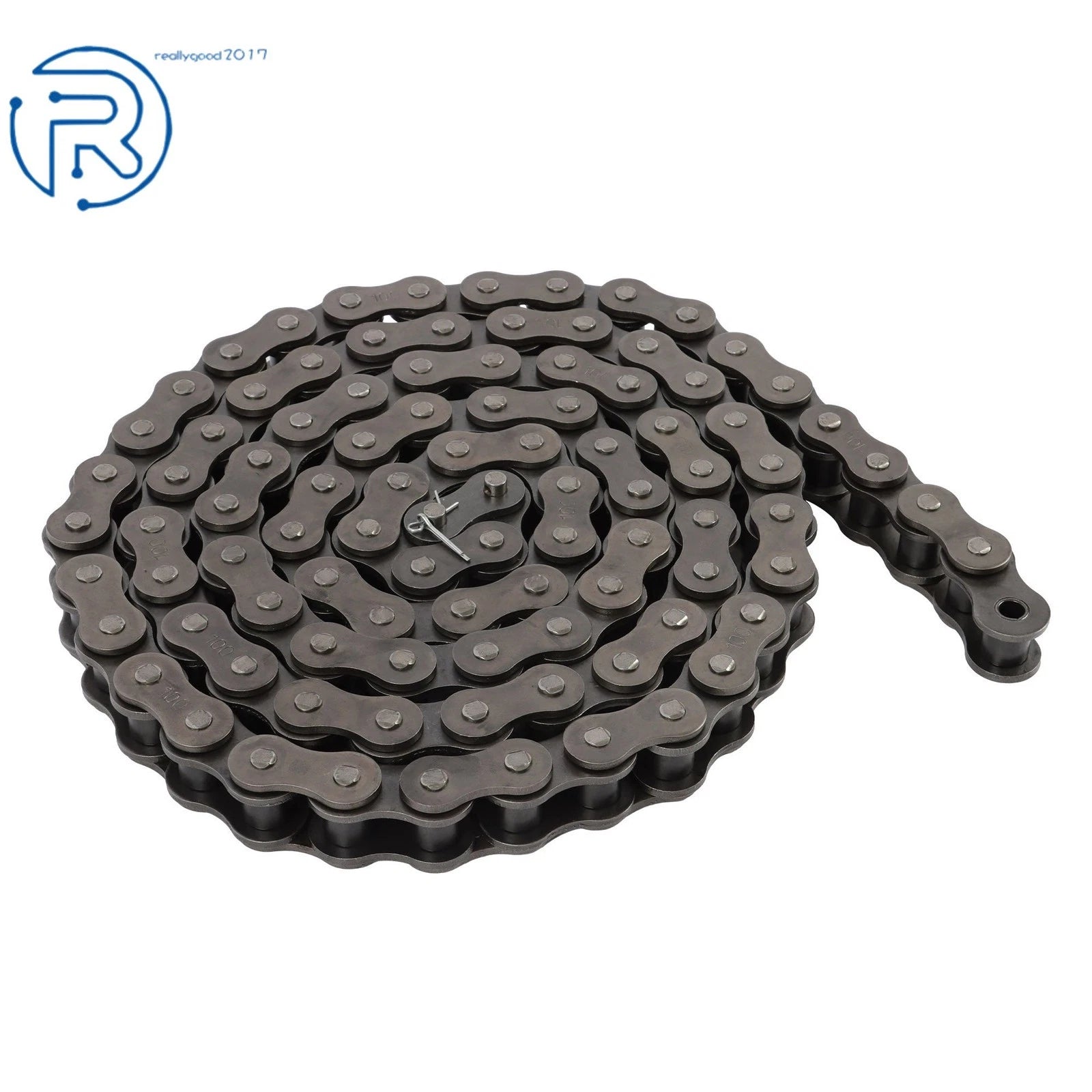 10-Foot Chain with 2 Connecting Links for Various Applications #100 1.25 Inch Pitch