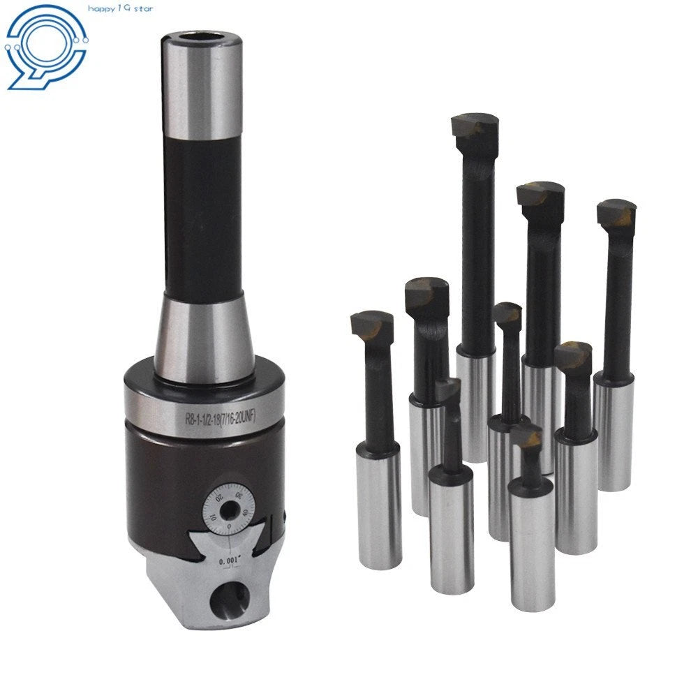 2" Boring Head Set for R8 Shank Milling (9 Pieces)