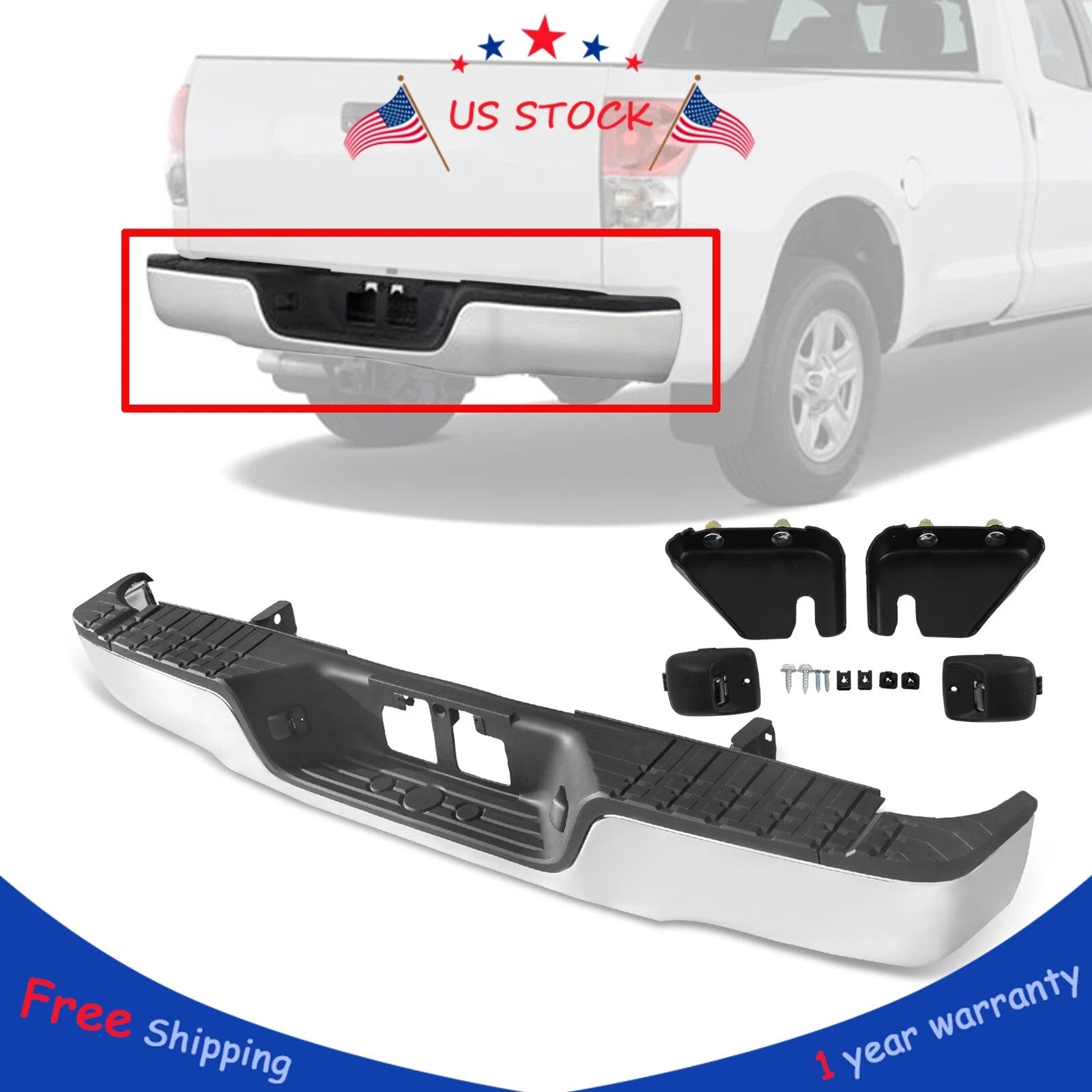 Chrome Rear Step Bumper for Toyota Tundra (2007–2013)