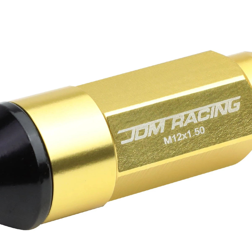 20 PCS M12X1.5 Gold Aluminum Rim Lug Nuts with Caps for JDM Vehicles