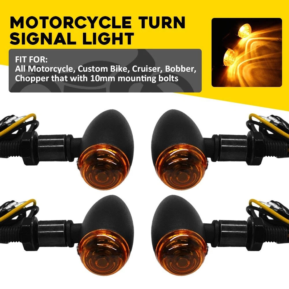 4X Amber Turn Signal Blinker Lights for Motorcycle (EPY)