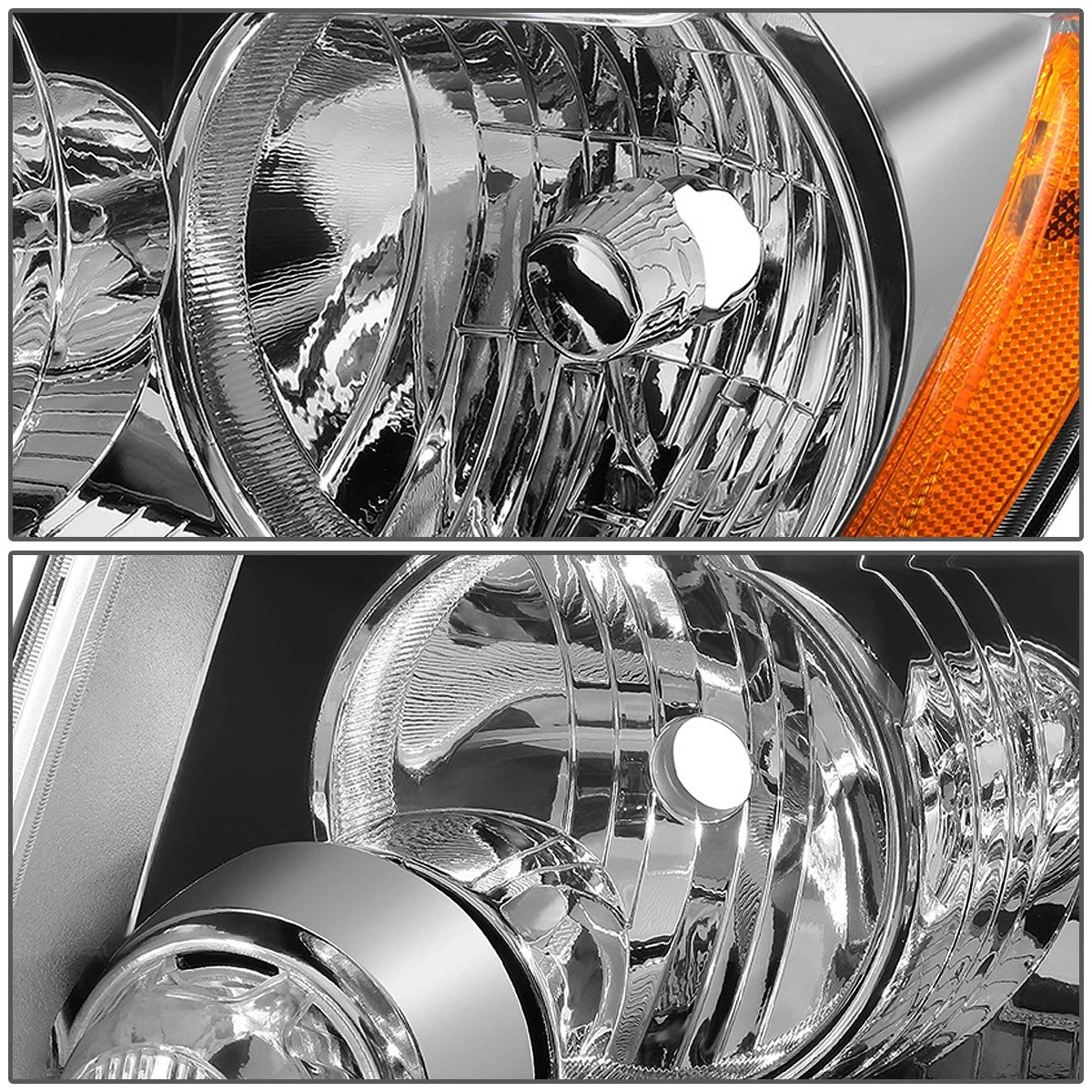 Pair Chrome Housing Amber Side Headlights for Jeep Grand Cherokee WK2 (2011–2013)