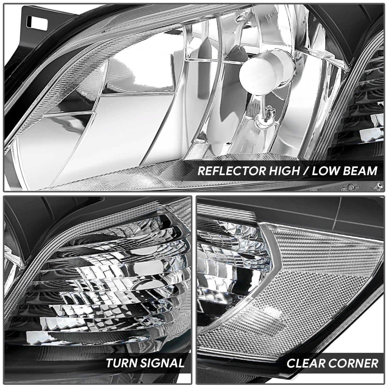 Headlight Assembly for Nissan NV200 (2013–2021) Black Housing Clear Corner