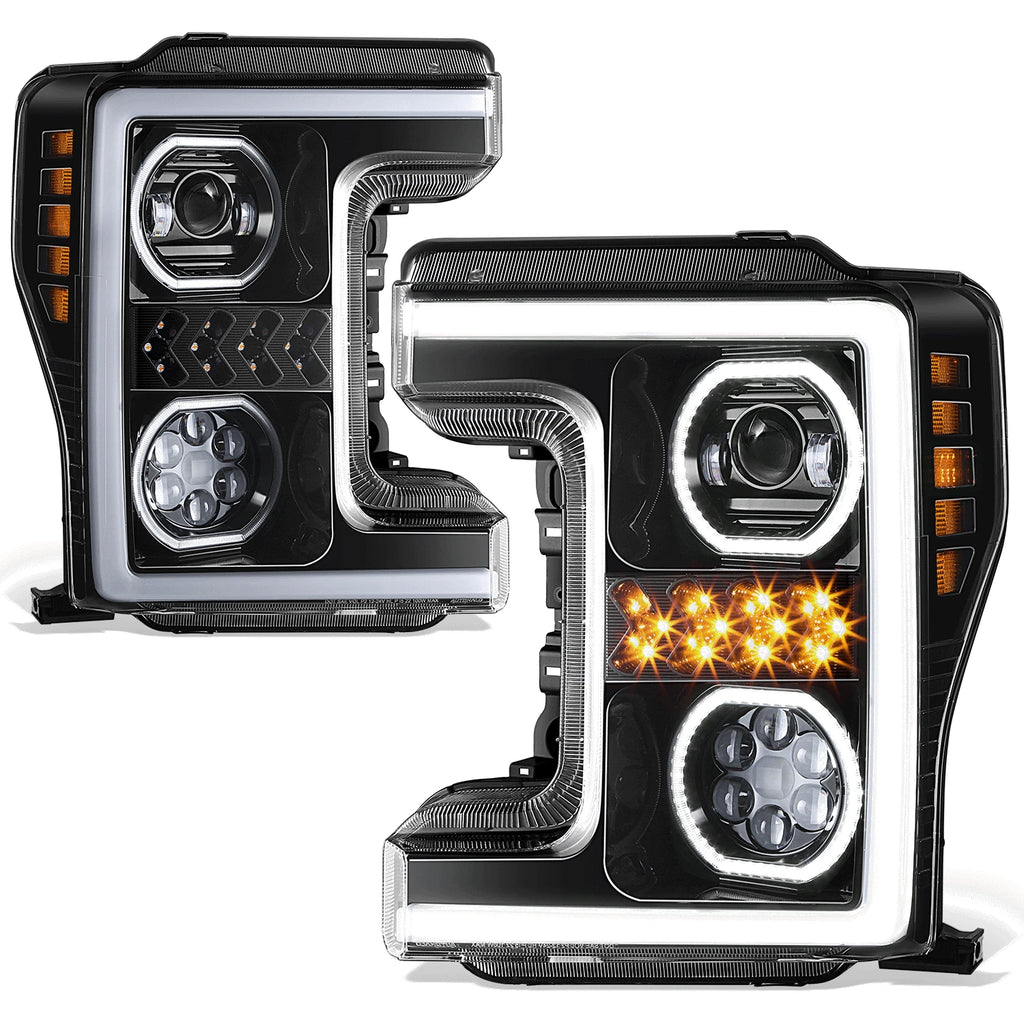 Sequential LED Light Bar Projector Headlights for Ford F250 SD (2017–2019)