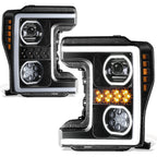 Sequential LED Light Bar Projector Headlights for Ford F250 SD (2017–2019)
