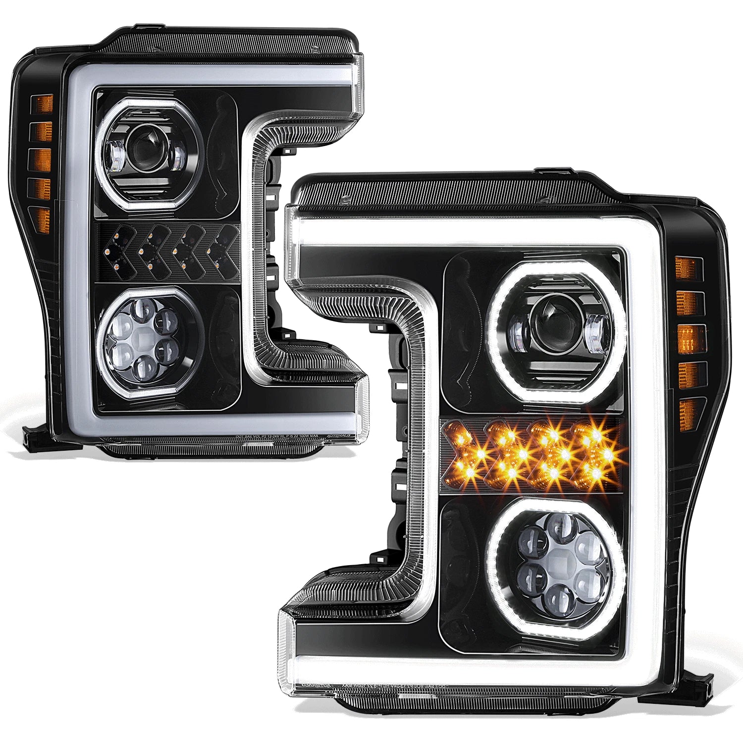 Sequential LED Light Bar Projector Headlights for Ford F250 SD (2017–2019)