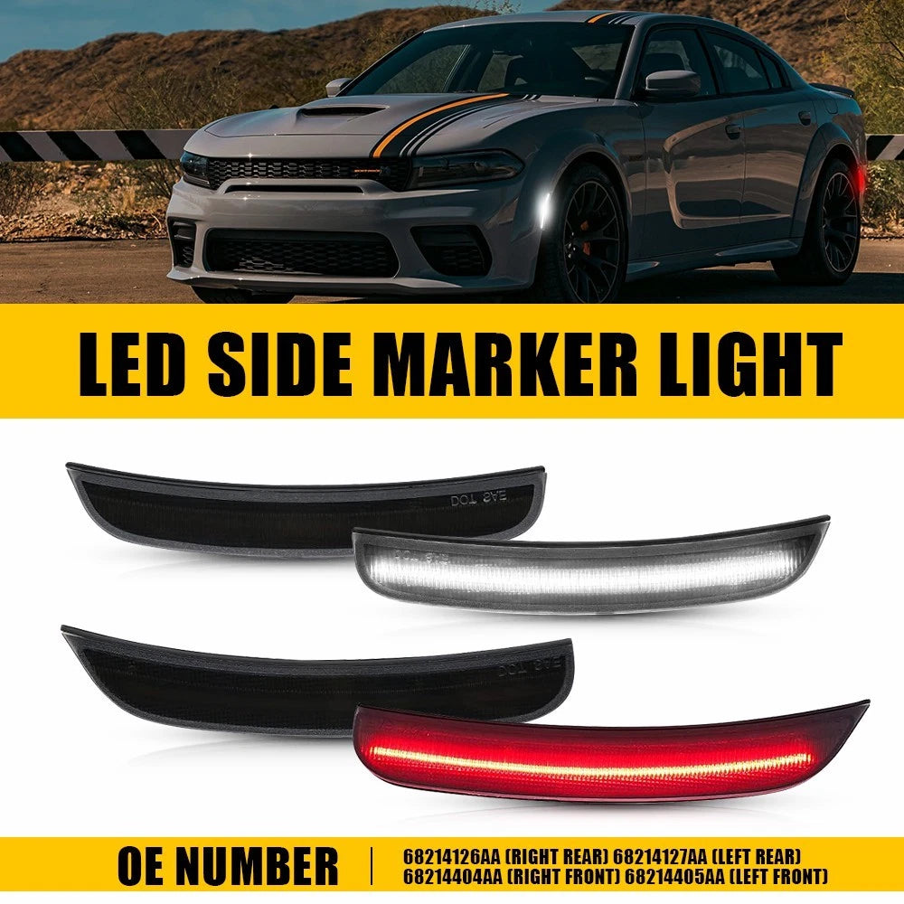 4X Smoked LED Side Marker Lights for Dodge Charger (2015–2022)