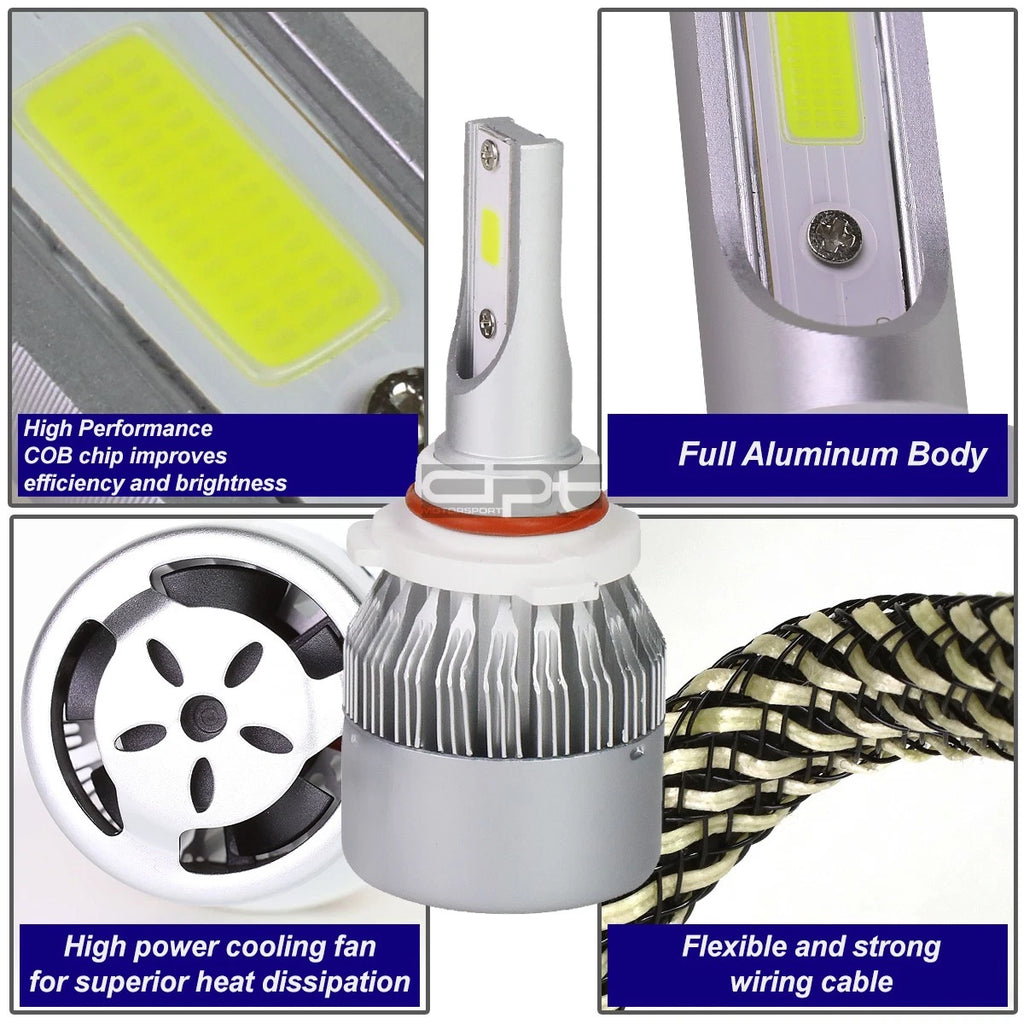 Set of 2 H10 6000K White LED Headlight Bulbs for High/Low Beam