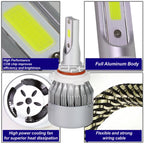 Set of 2 H10 6000K White LED Headlight Bulbs for High/Low Beam