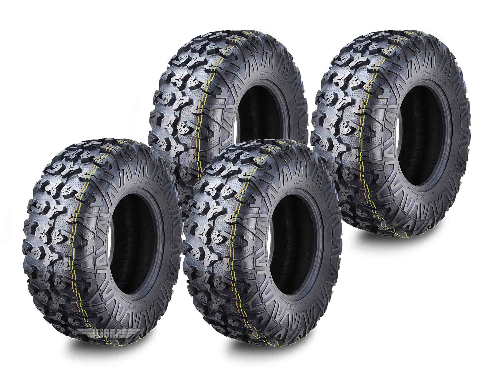 Set of 4 Free Country 26x9-12 8PR ATV/UTV Tires with Scuff Guard