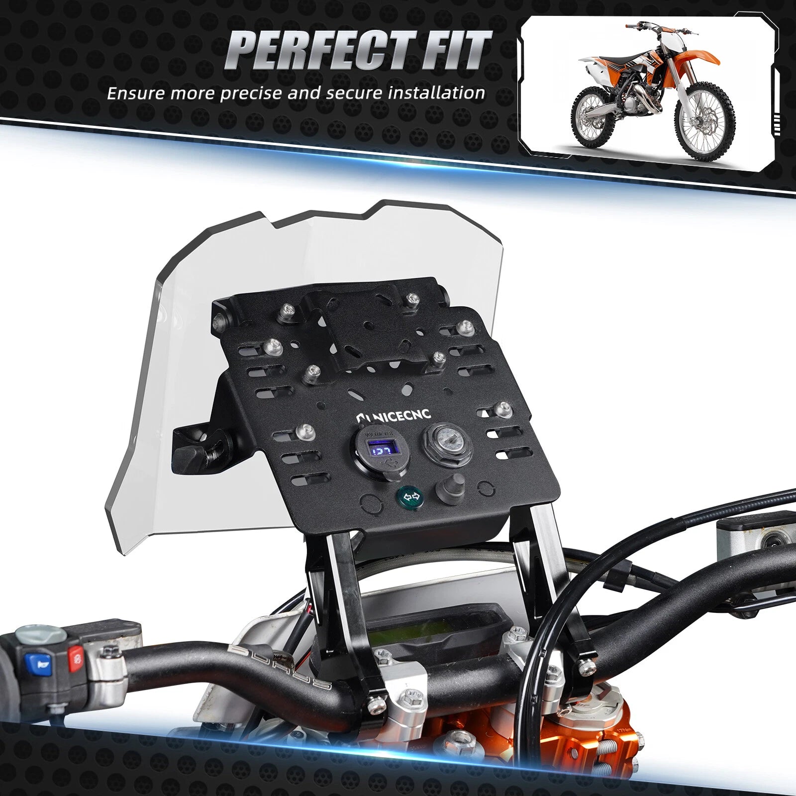 CNC Adjustable GPS Mount Bracket for Husqvarna 701 Enduro Supermoto (2016–2024)