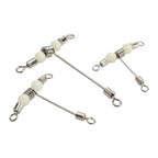 Set of 10 Stainless Steel T Shape Rolling Fishing Swivels with Luminous Beads