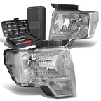 Pair of Chrome/Clear Signal Headlight Lamps for Ford F150 (2009–2014)