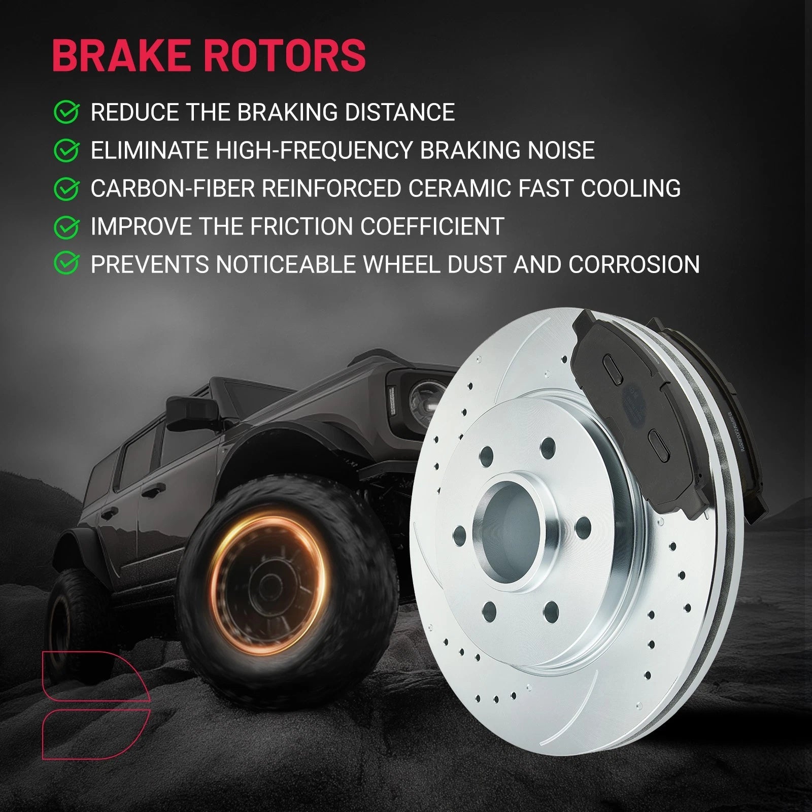 Front Drilled Brake Rotors & Ceramic Pads Kit for Lincoln Mark LT (2006–2008)