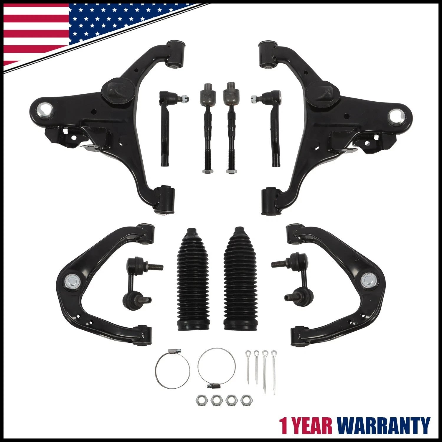 Set of 2 Front Upper Lower Control Arm Tie Rod End for Nissan Frontier Xterra (2005–2018)