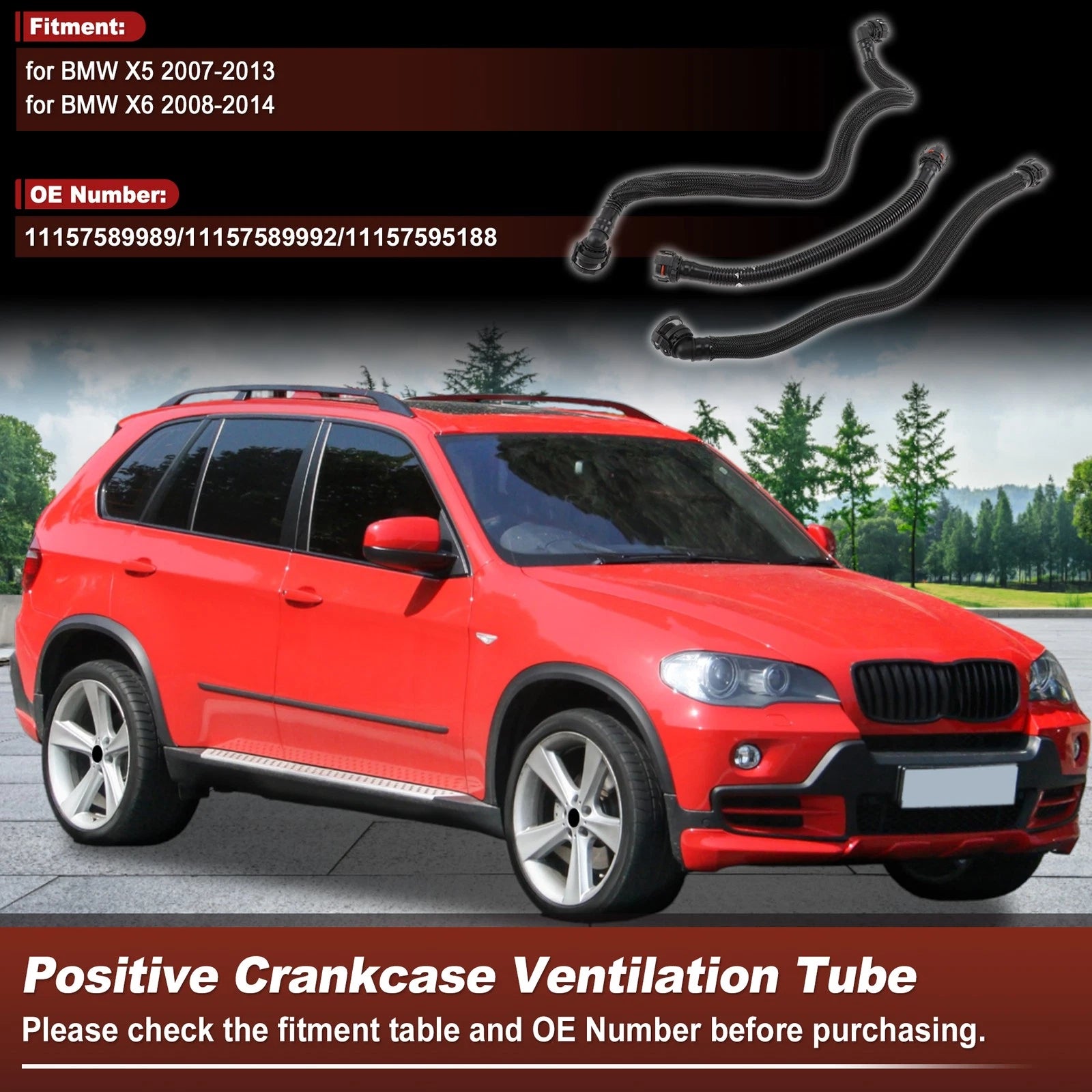 Crankcase Breather Vent Pipe Hose for BMW X5 (2007–2013) 11157589989/11157589992