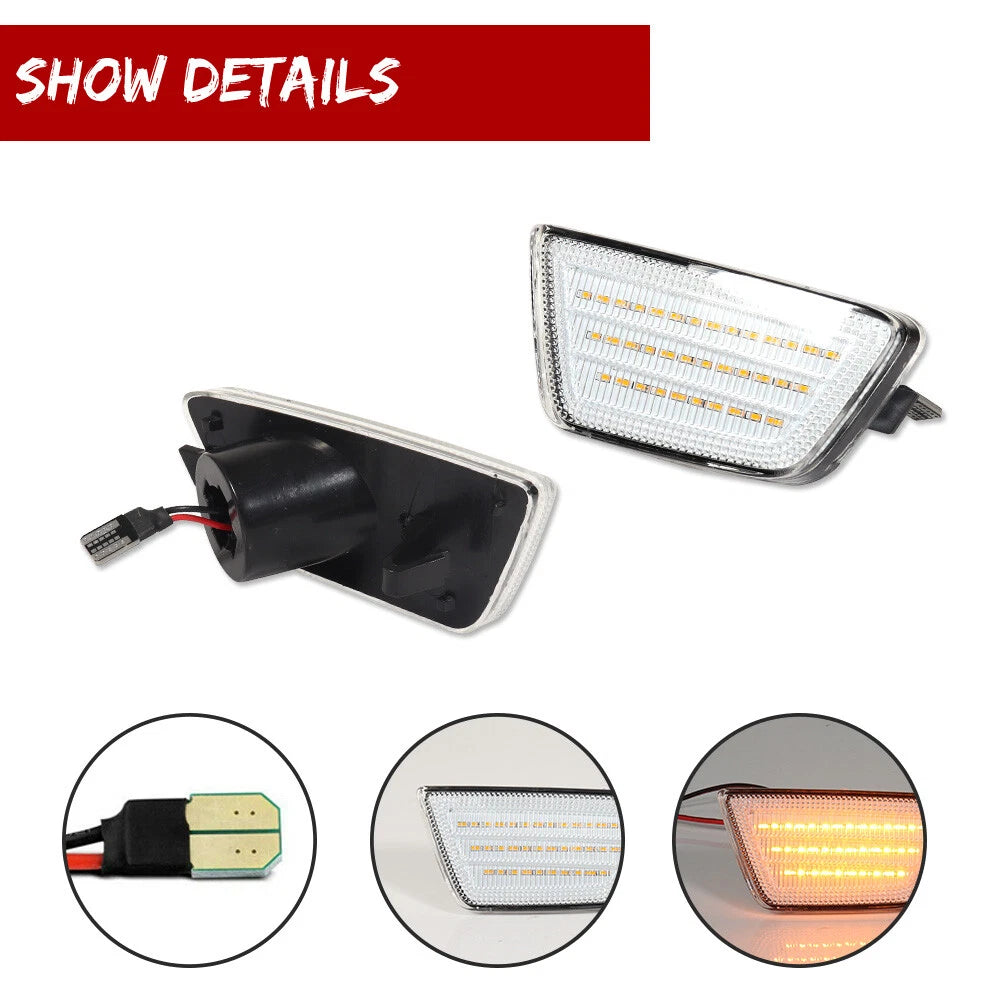 2Pcs Clear Amber LED Front Side Marker Lights for Chevy Cruze (2011–2015)