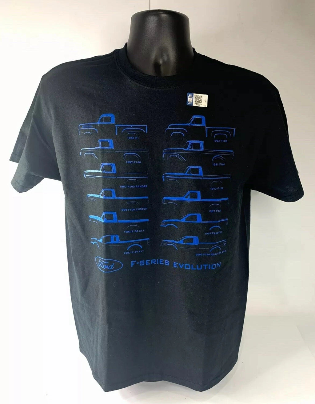 Ford F-100 Evolution T-Shirt Black with Blue Design for Ford Trucks (1948–1949)