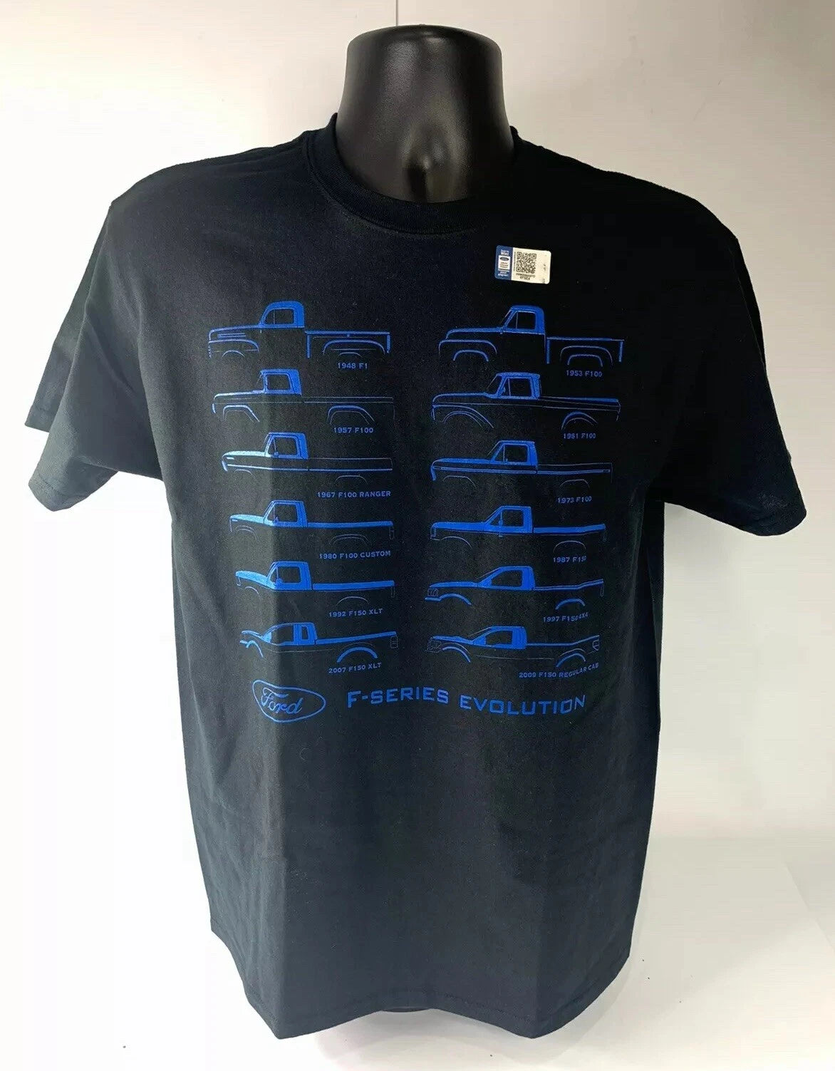 Ford F-100 Evolution T-Shirt Black with Blue Design for Ford Trucks (1948–1949)