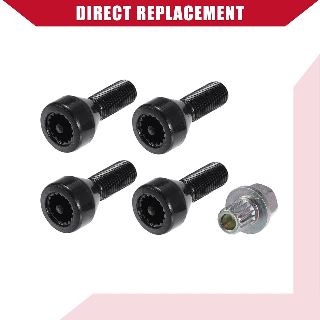 Set of 4 Wheel Lock Lug Nuts Bolts for BMW 528i Z4 328i 330i (No.36136786419)