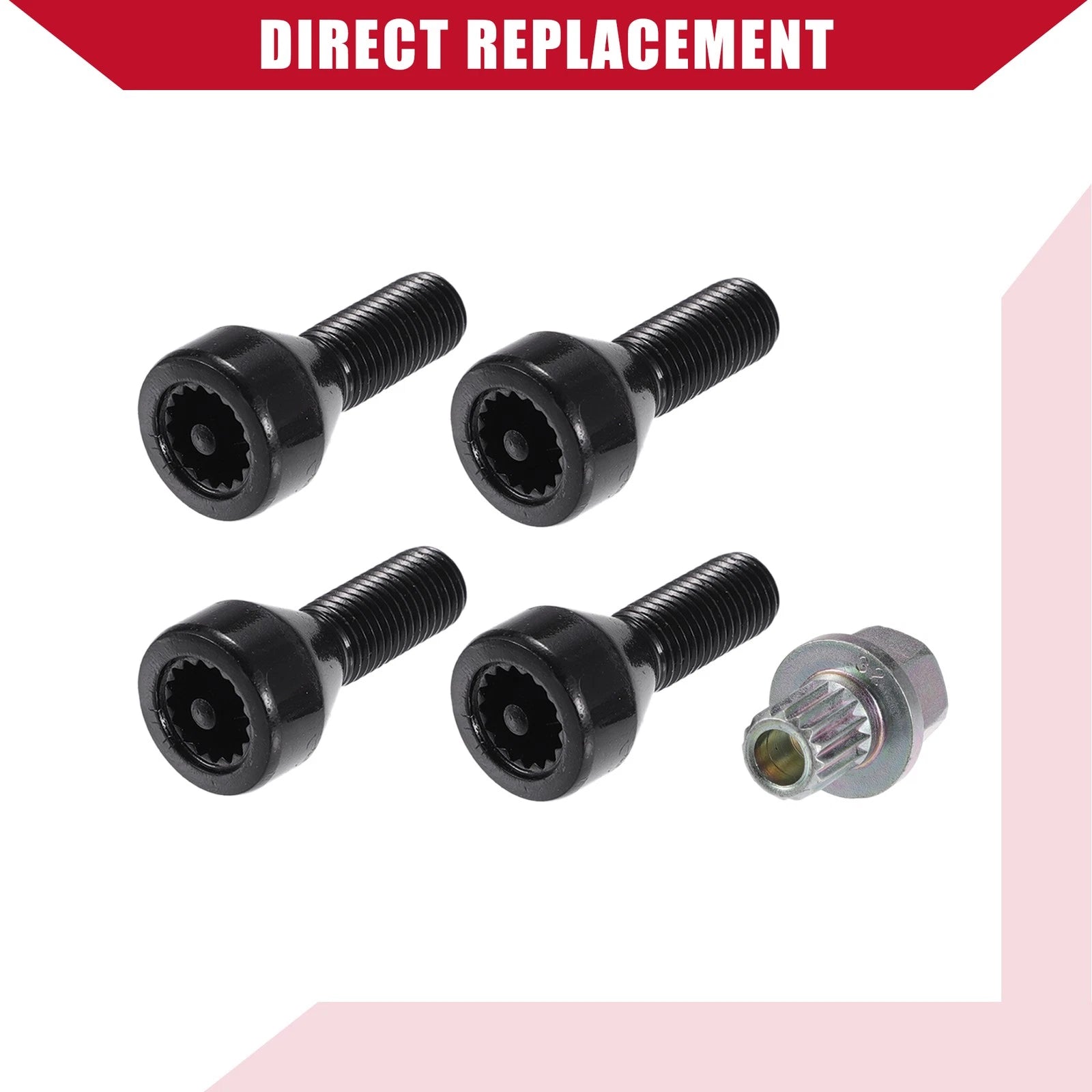 Set of 4 Wheel Lock Lug Nuts Bolts for BMW 528i Z4 328i 330i (No.36136786419)