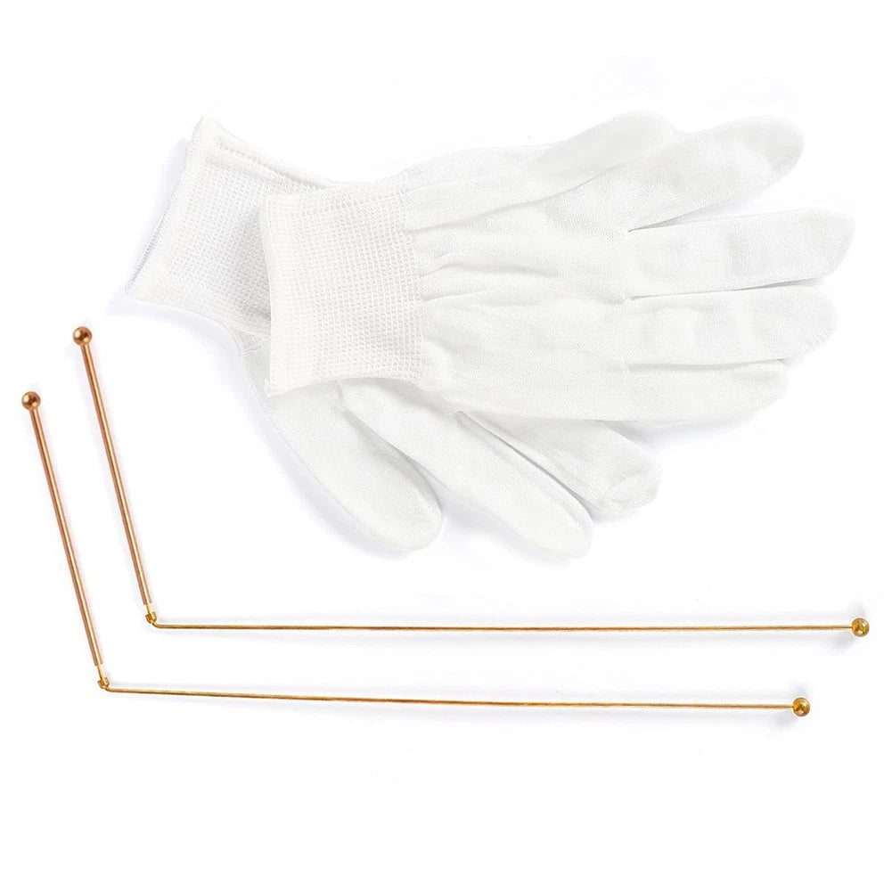 Water Finding Tool Set of 2 Pure Copper Wands with Gloves