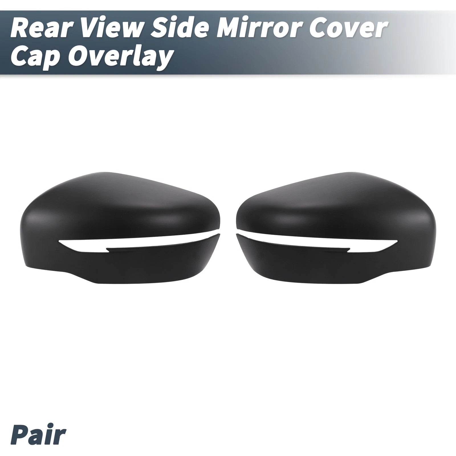 Pair Rearview Mirror Cover Overlay Matte Black for Nissan Navara NP300 (2015–2018)