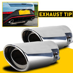 2X Silver Stainless Steel Exhaust Tips for Universal 1.5" - 2.4" Pipes