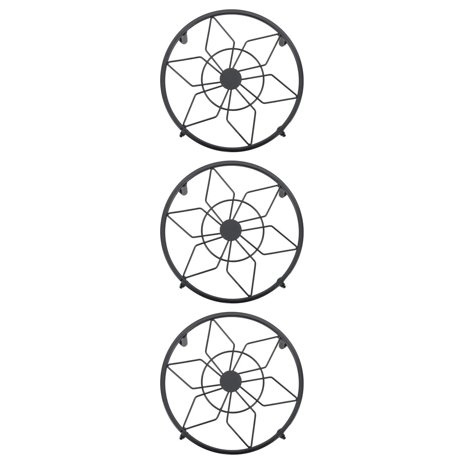 3/4 Pack 9" Metal Plant Stands for Flower Pot (Heavy Duty, Black)