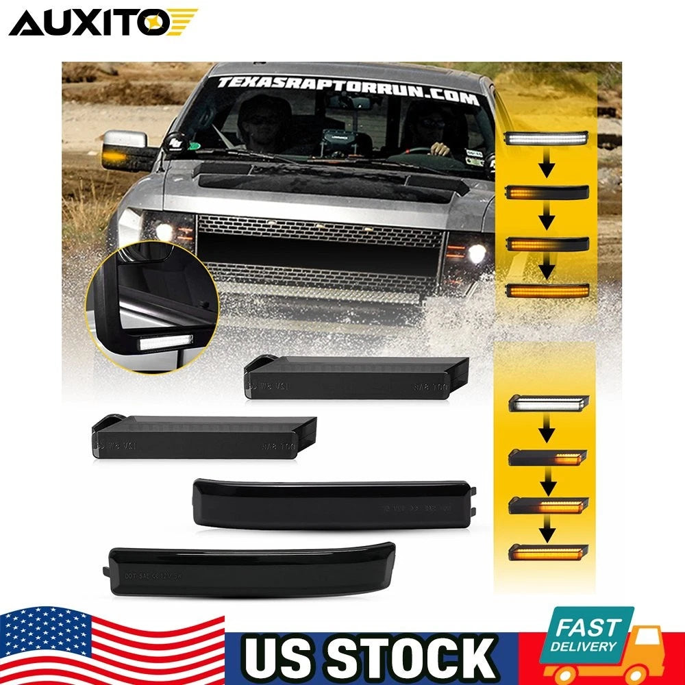 4PCS LED Side Mirror Light Sequential Turn Signal Amber for Ford F150 (2009–2014)