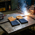 Long Sleeve Welding Gloves Cowhide Leather Heat Resistant 18cm Size