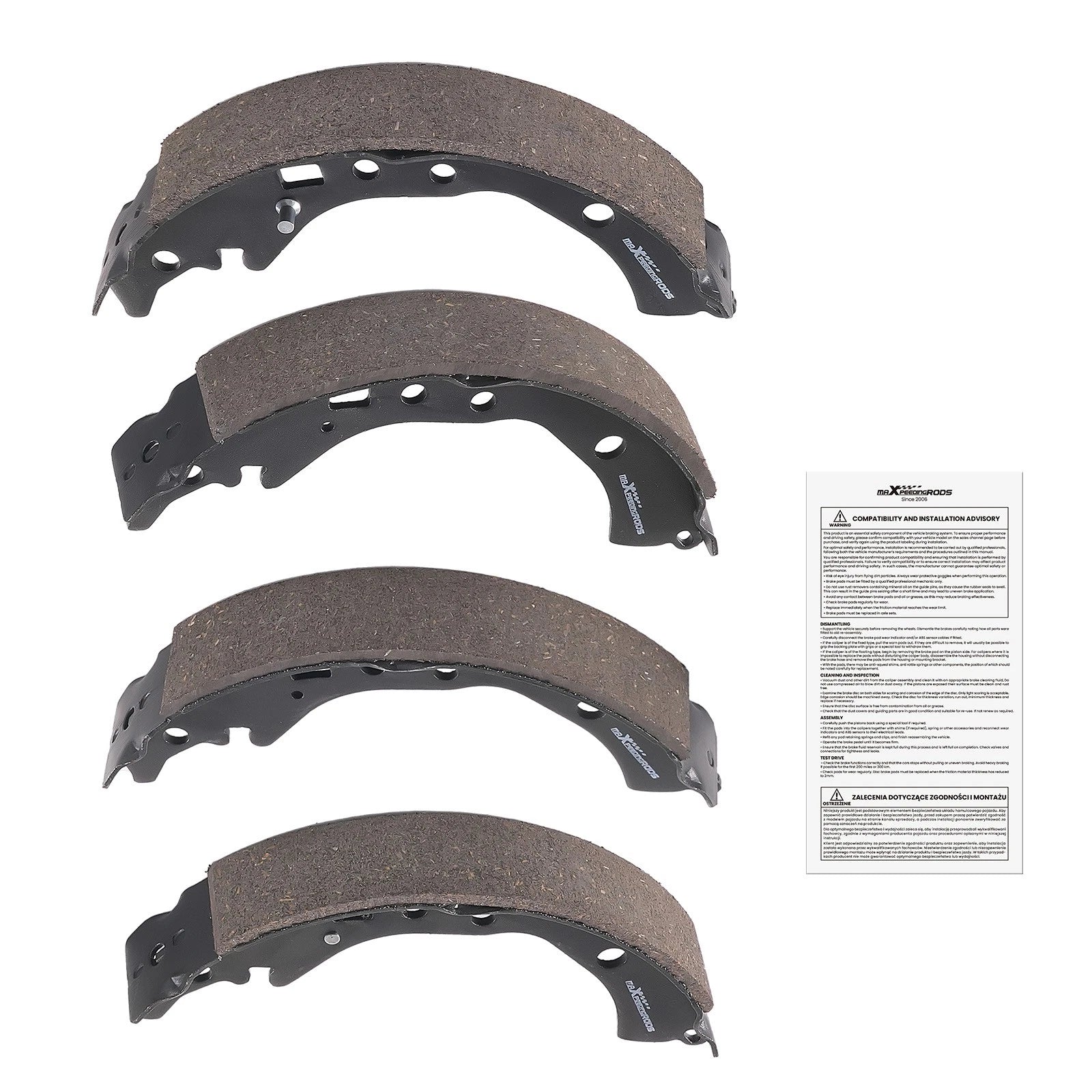 4X Rear Brake Shoes Kit for Scion iQ (2013), xD (2008–2014), Toyota Corolla (2009–2019)