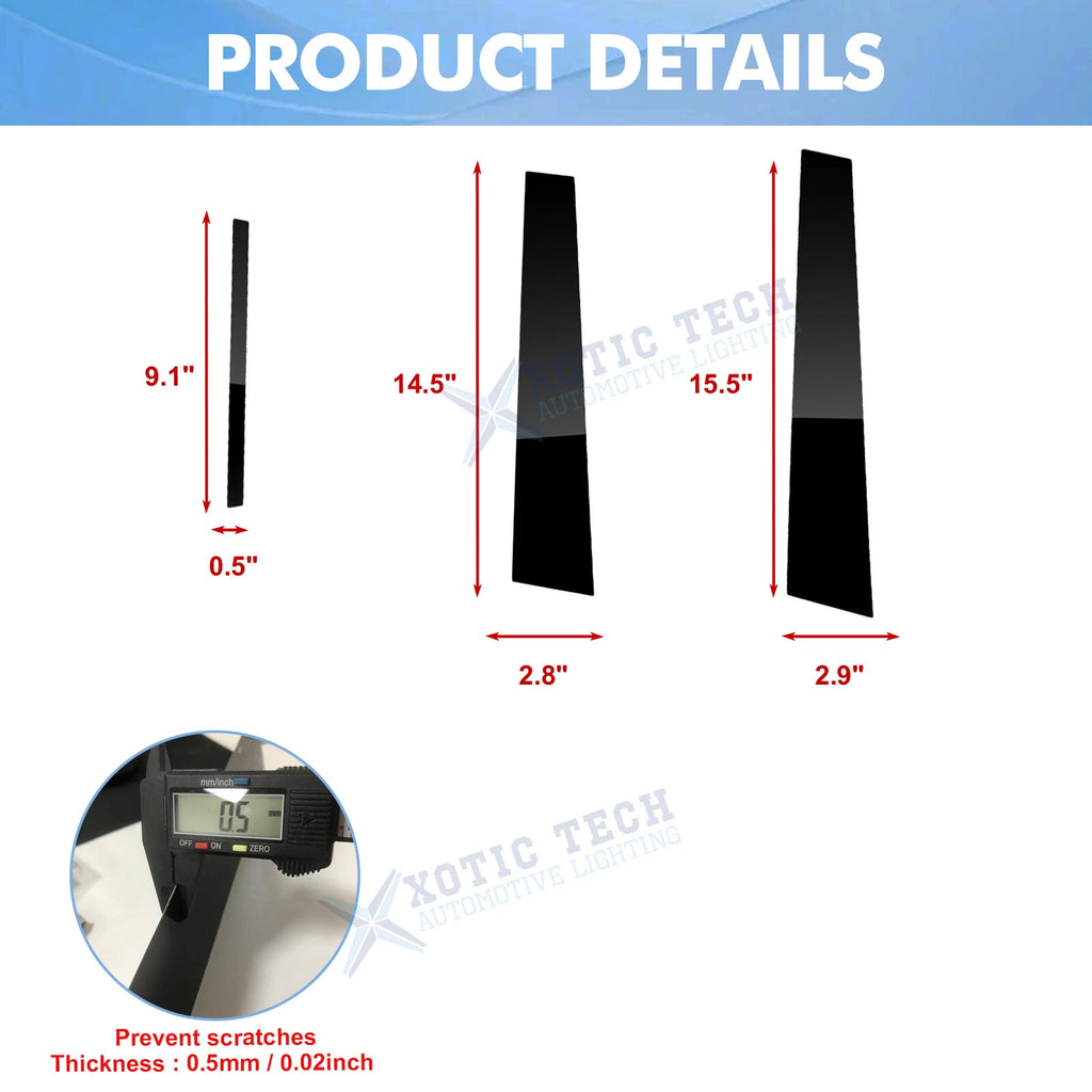 Piano Black Window Pillar Posts Door Trim Kit for Dodge Charger (2011-2024)