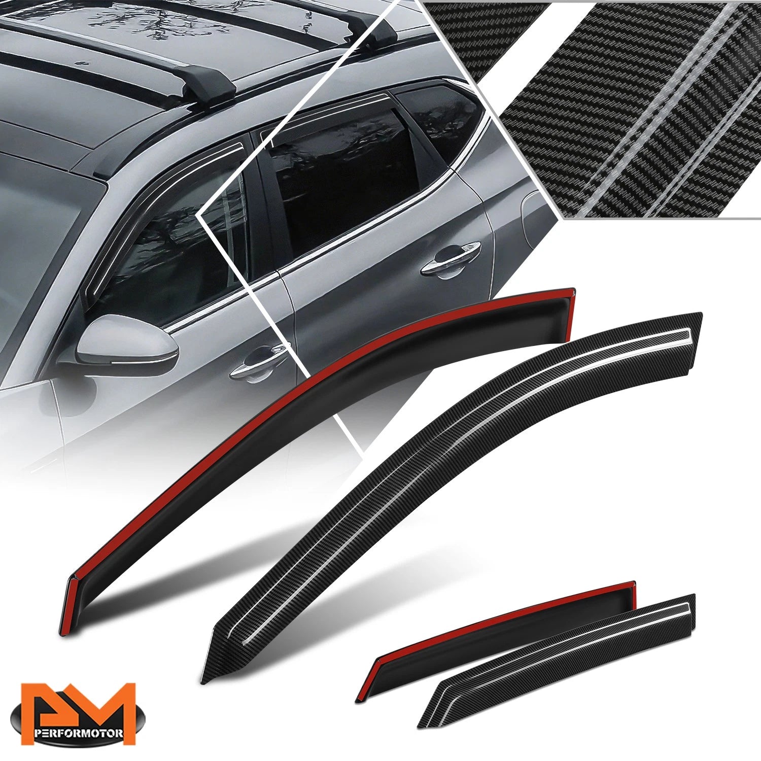 Set of 4 Tap-On Side Window Visors for Hyundai Tucson (2010–2015)