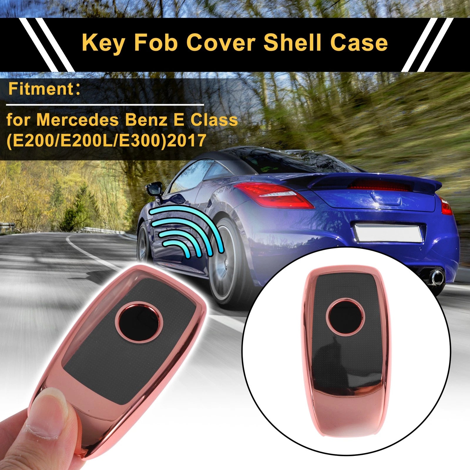 TPU Car Key Case for Mercedes Benz E Class (2017) - Rose Gold Tone