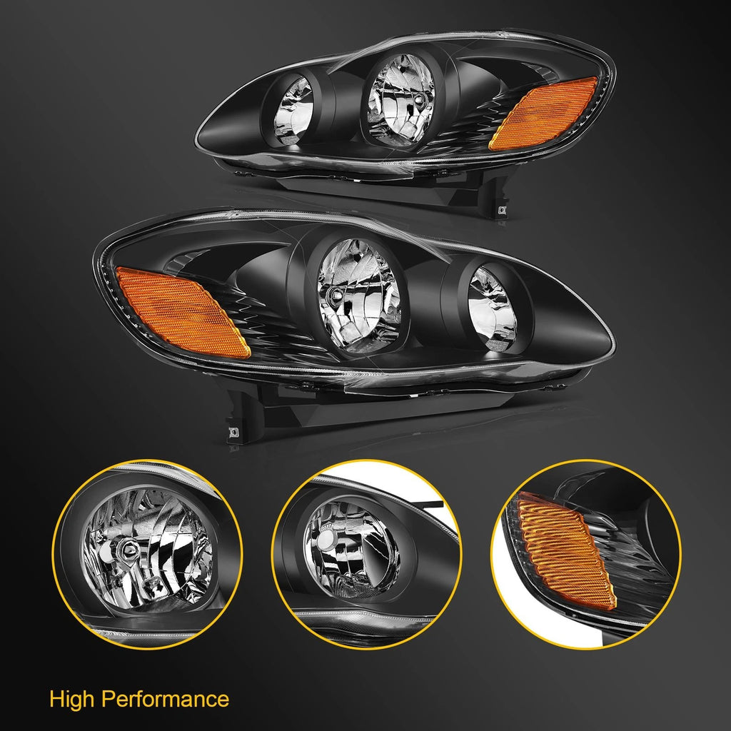 Set of 2 Headlight Assemblies for Toyota Corolla (2003–2008)