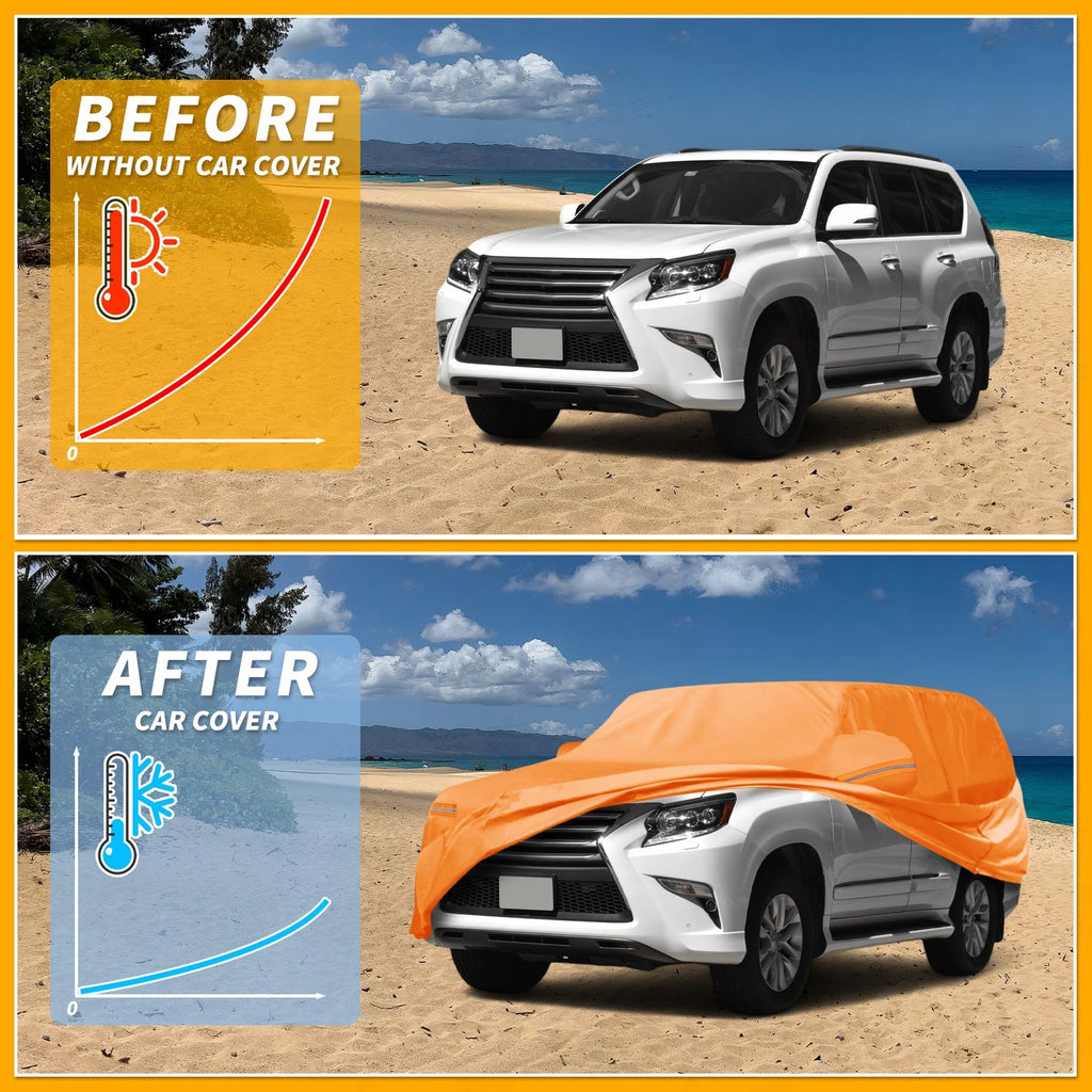 Waterproof Car Cover for Lexus GX (210D-PU, Orange, with Zipper)