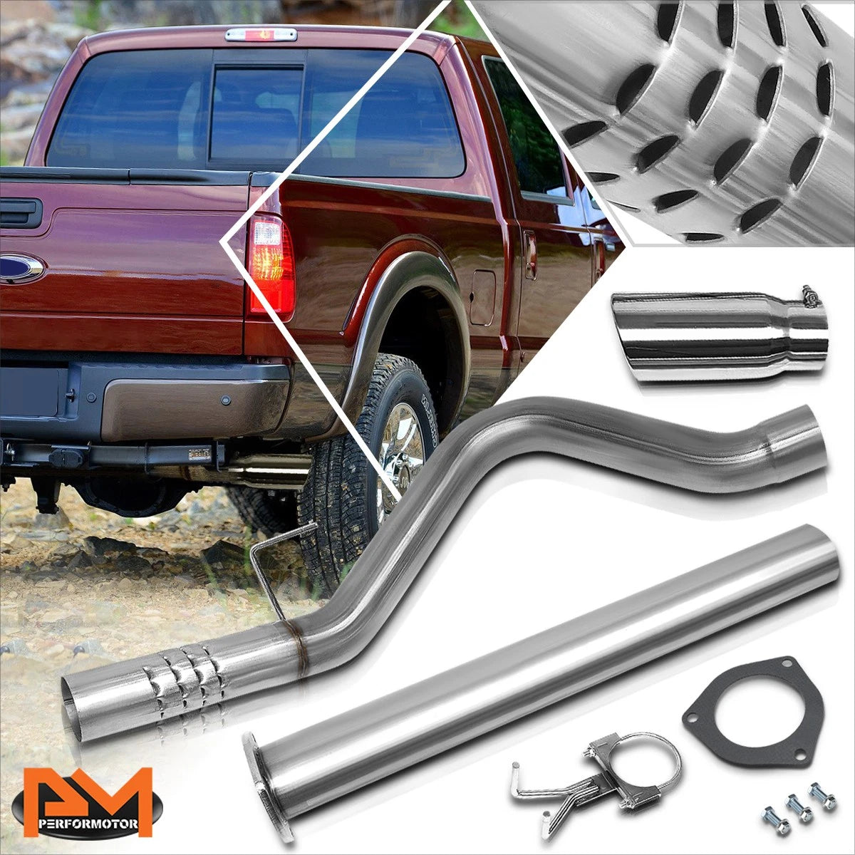 5" Muffler Tip Catback Exhaust System for Ford F250-F450 SD (2015–2016)