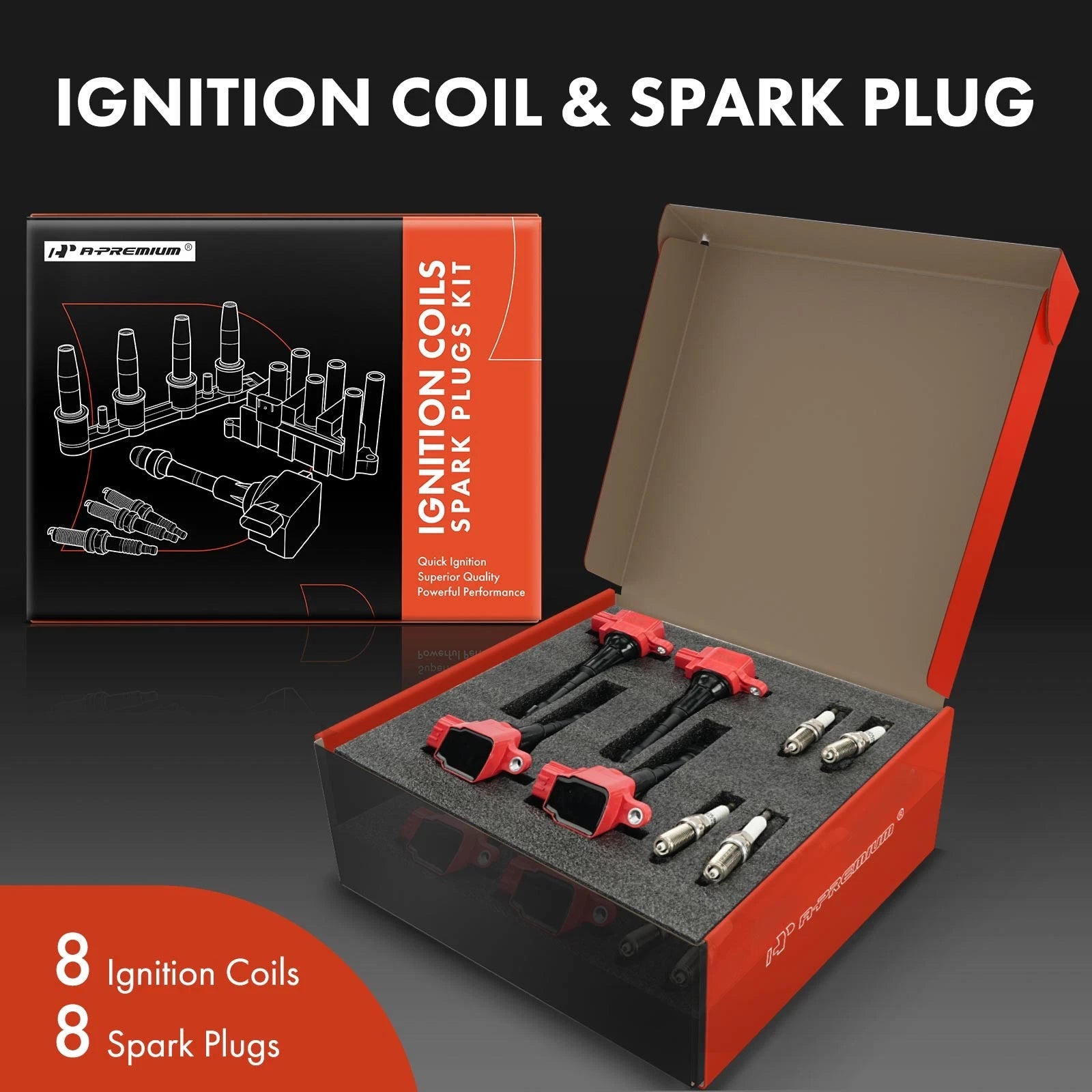 Set of 8 Ignition Coils & Iridium Spark Plugs for Nissan Armada (2005–2006)