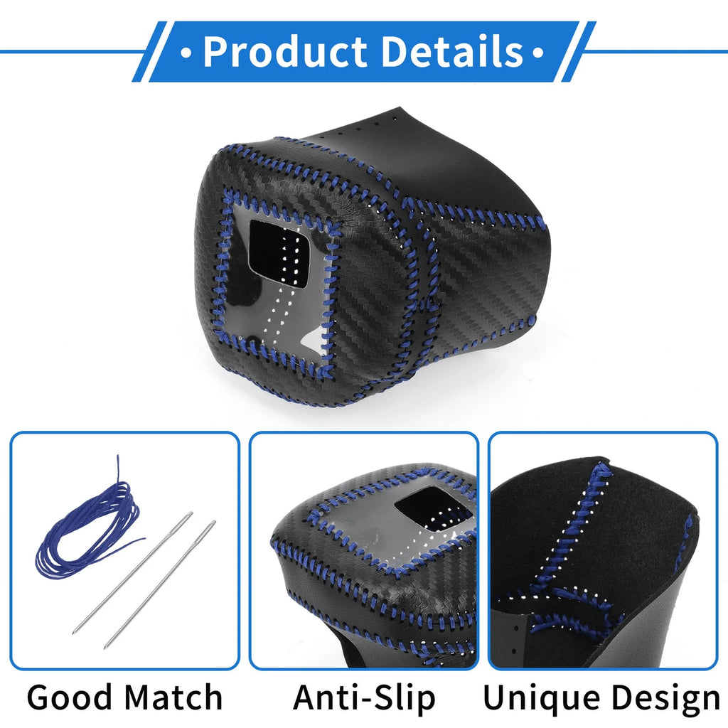 Gear Shift Knob Cover for Nissan Rogue (2021–2024) Black Carbon Fiber Blue