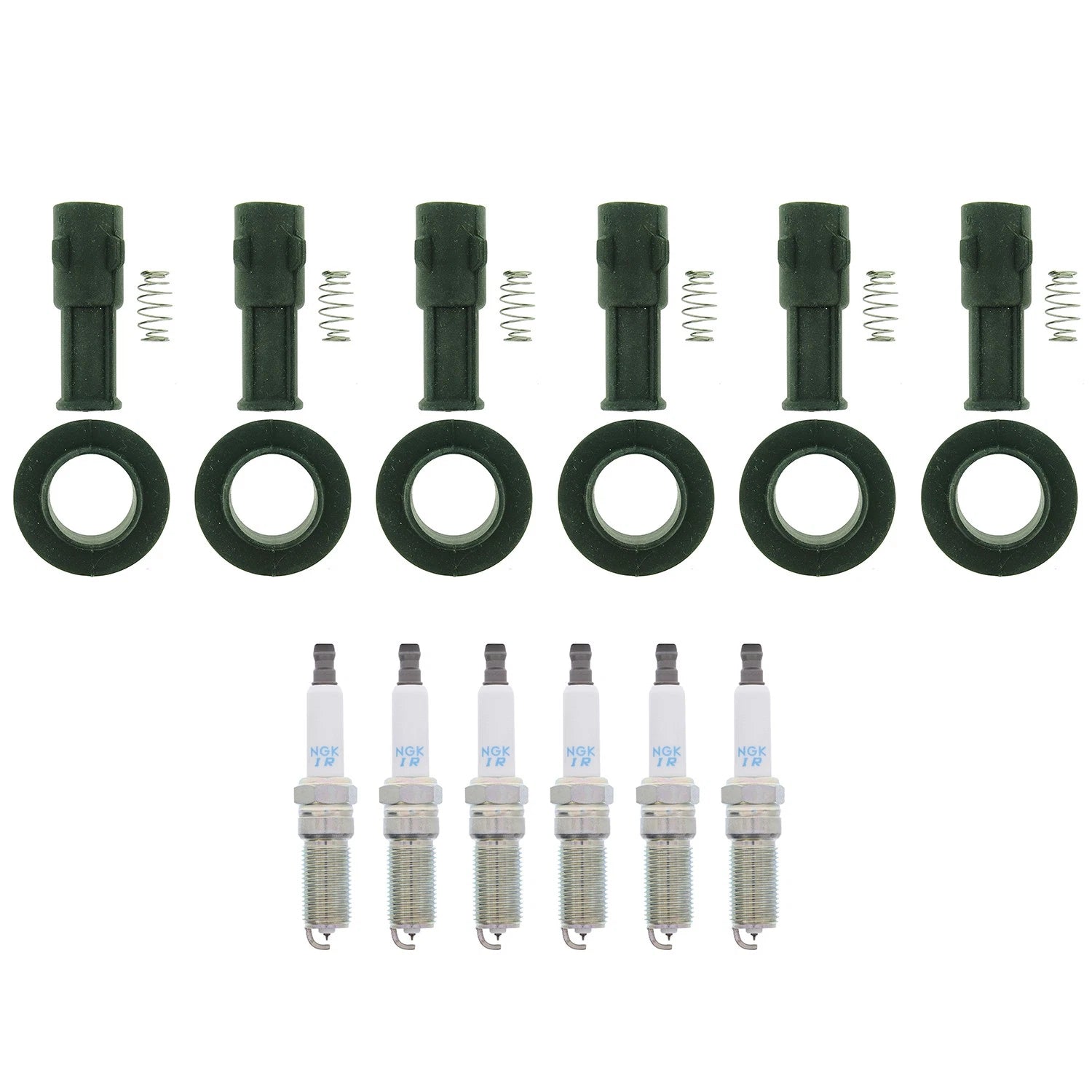 Set of 6 NGK Laser Iridium Spark Plugs & Coil Boots for Acadia CTS Equinox SRX (V6)
