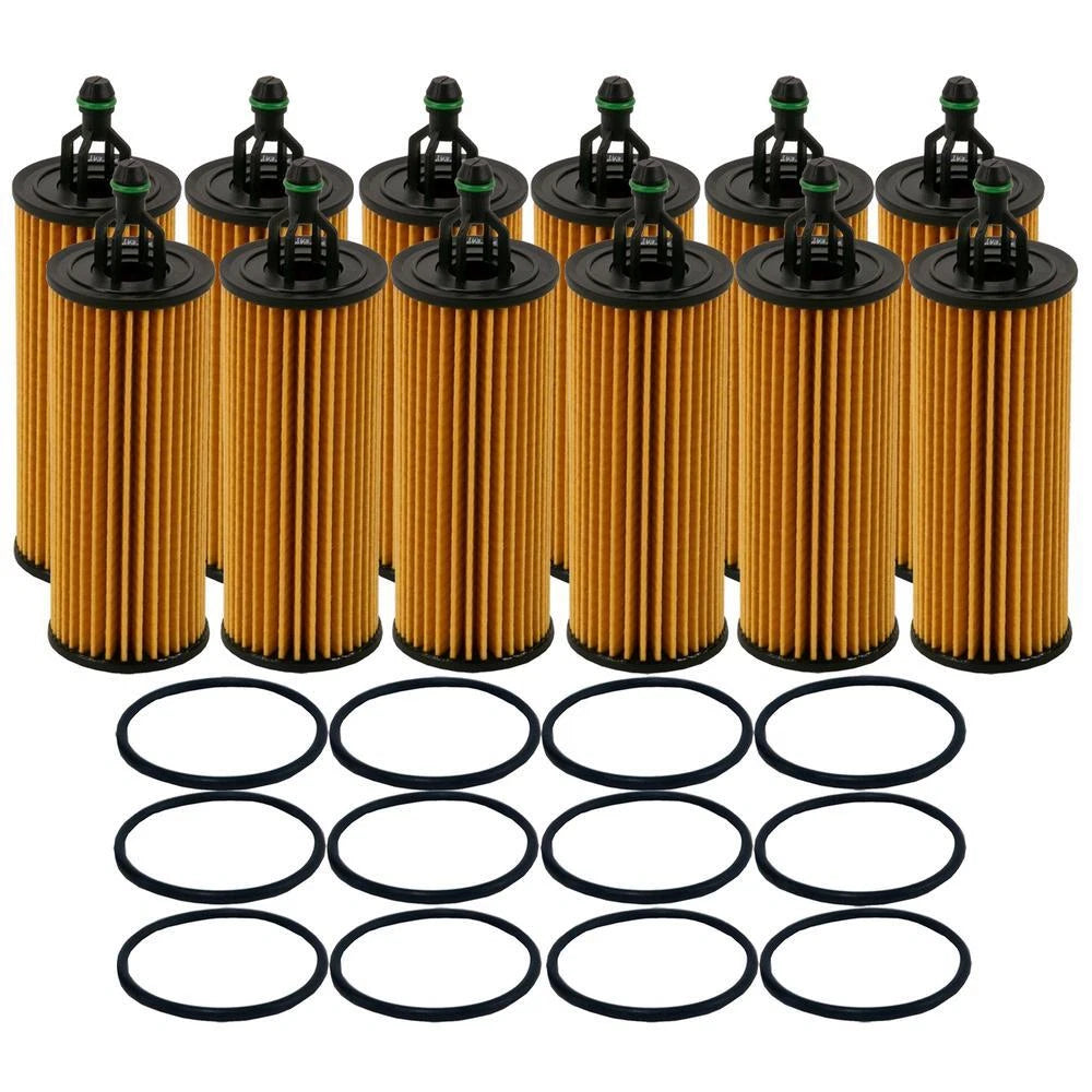 Set of 12 Engine Oil Filters for Chrysler Dodge Jeep Ram VW V6 (StdAsp)