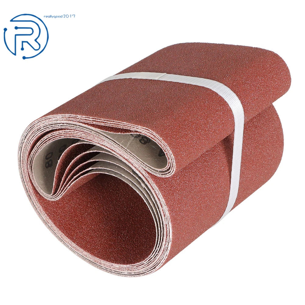 Set of 5 Sanding Belts for Belt Sander (6" x 48", 80 Grit)