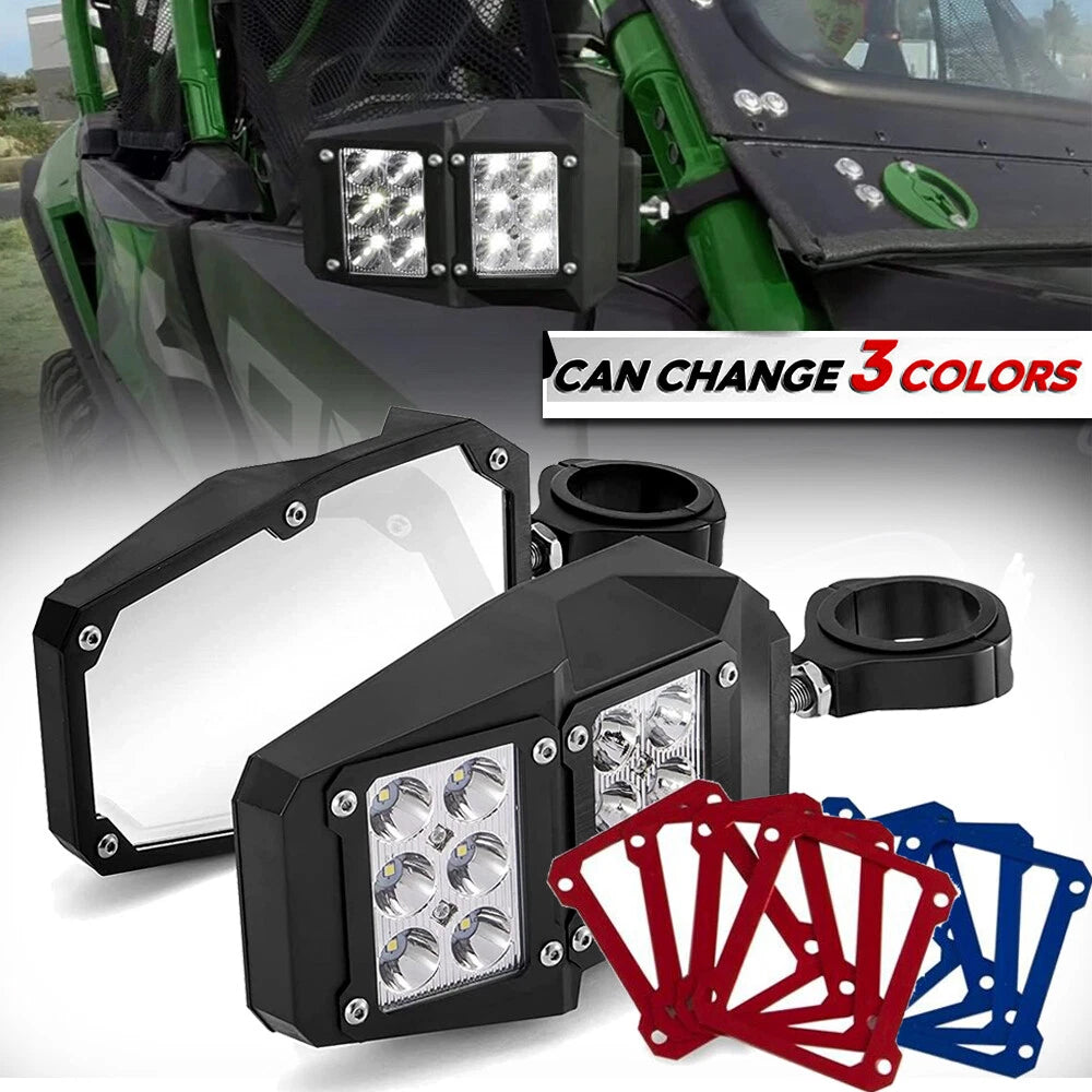 UTV Rear View Side Mirrors with LED Spot Light for Polaris RZR (2008–2021)