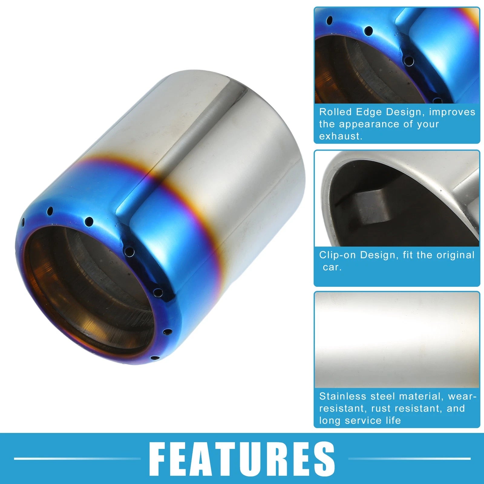 Exhaust Tip Tail Pipe for Mazda 6 (2013–2017) Stainless Steel Silver Blue