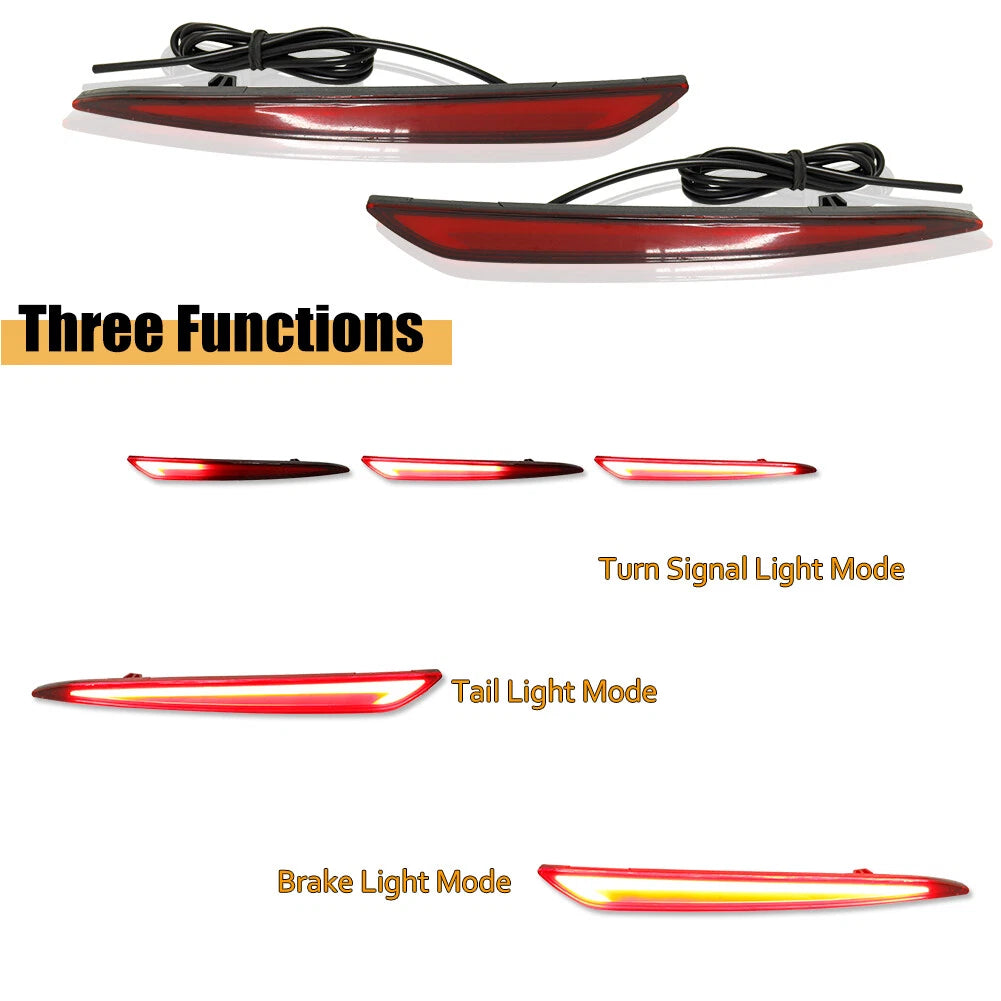 Set of 2 Red LED Rear Bumper Reflectors for Ford Fusion/Mondeo (2013–2018)