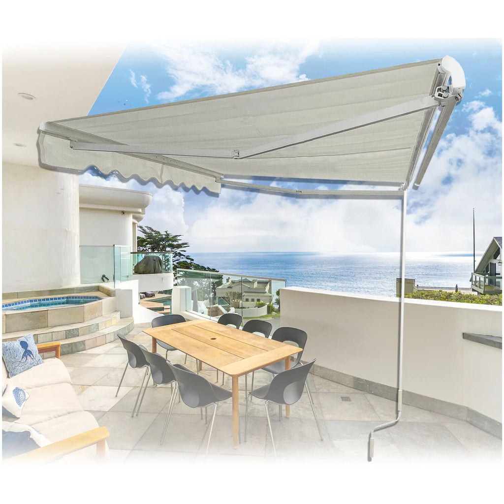 Retractable Awning for Patio 8' x 6.5' Aluminum Sun Shade with Crank Handle
