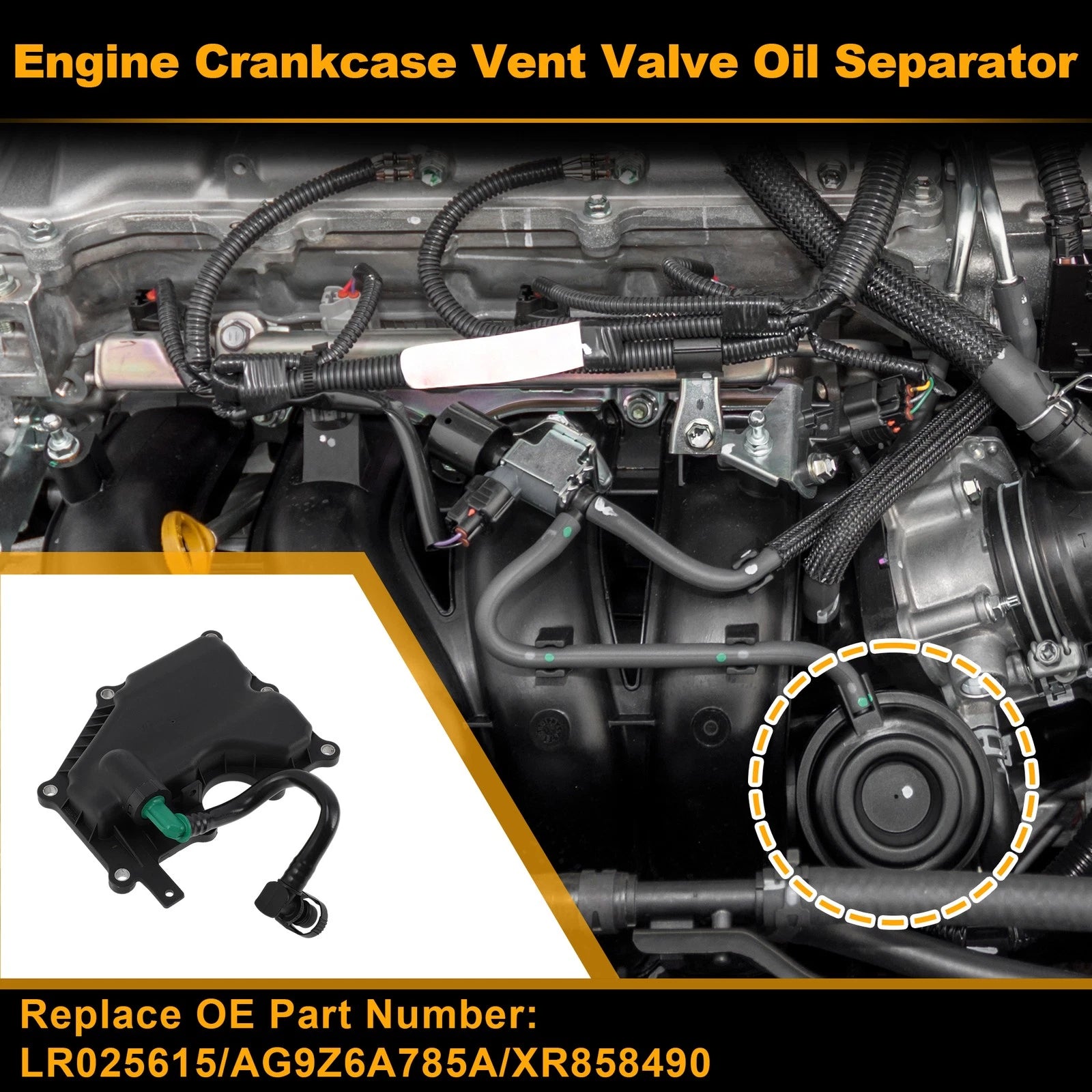 Engine Crankcase Vent Valve Oil Separator for Ford Edge 2.0L (2012–2015) No.LR025615