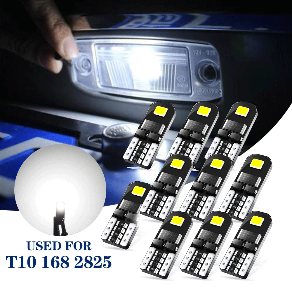 10x T10 2SMD LED Dome License Interior Lights Bulb 192 194 168 2825